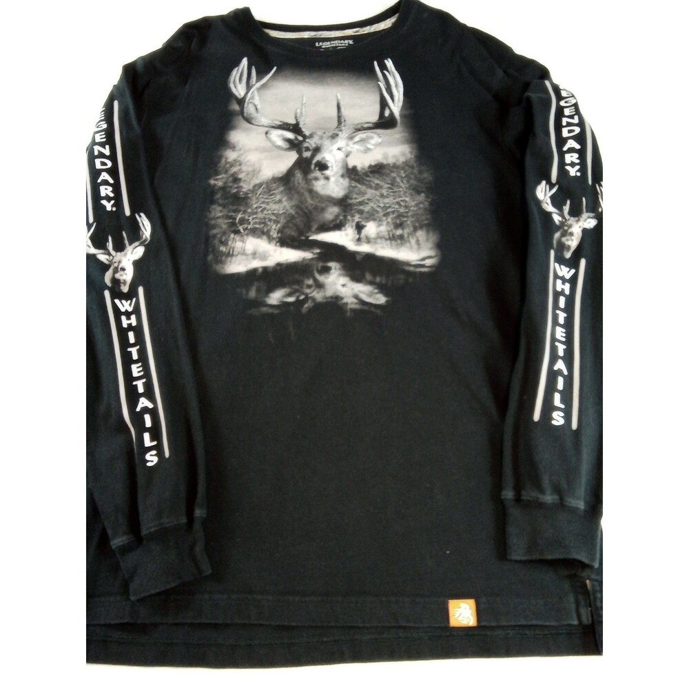Men's Legendary‎ Whitetails Long Sleeve Black T-shirt Deer Size Large Tall Spot